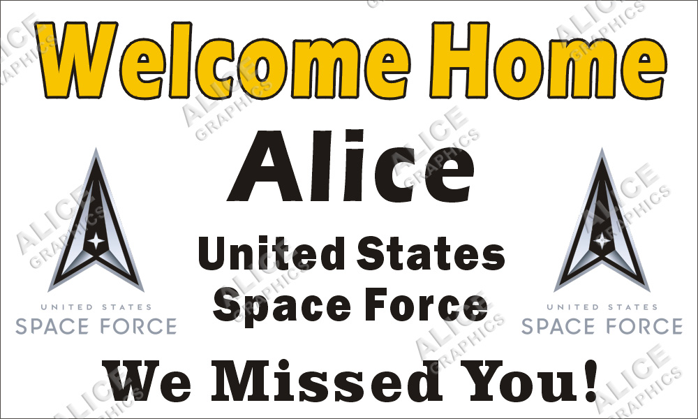 3ftX5ft (or 28inX46in) Custom Personalized US Space Force Welcome Home Party Vinyl Banner Sign