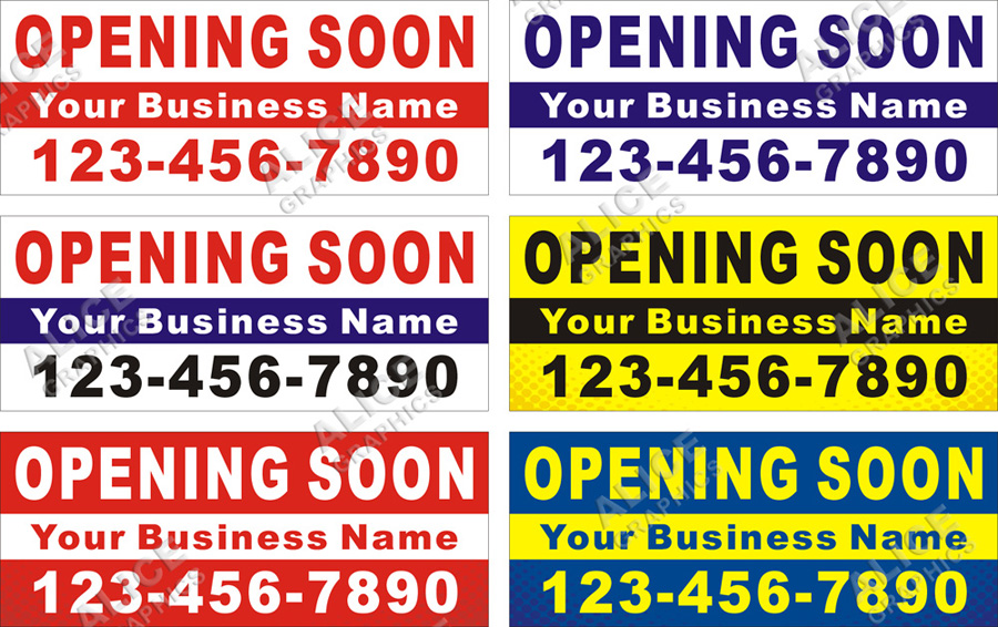 28inX70in (22inX55in, or 36inX90in) Custom Printed Opening Soon (Coming Soon, Grand Opening, or Now Open) Vinyl Banner Sign with Your Business Name and Phone Number