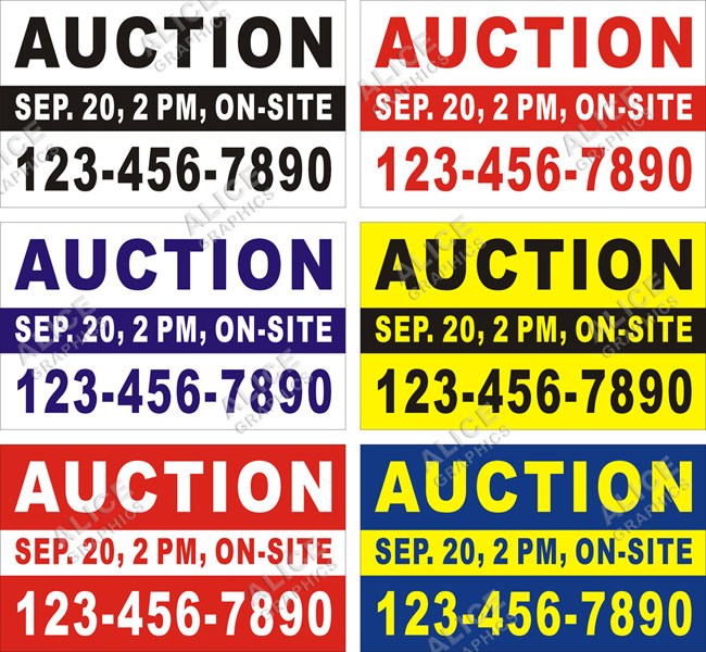 3ftX5ft (or 28inX46in) Custom Printed AUCTION Banner Sign