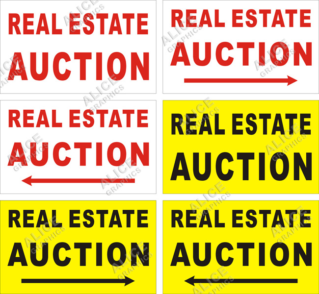 3ftX5ft (or 28inX46in) REAL ESTATE AUCTION Banner Sign
