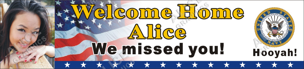 22inX96in Custom Personalized U.S. (US) Navy Welcome Home Party Vinyl Banner Sign with Your Photo