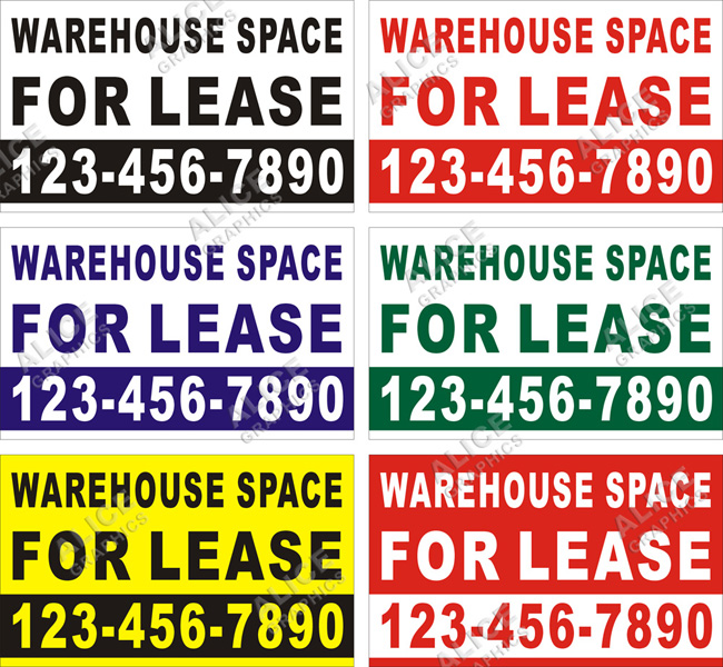 36inX60in Custom Printed WAREHOUSE SPACE FOR LEASE Vinyl Banner Sign with Your Phone Number