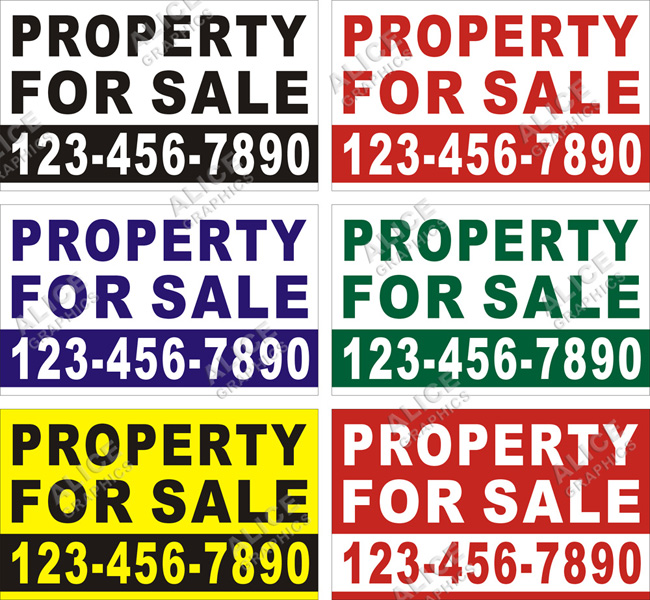 36inX60in Custom Printed PROPERTY FOR SALE Vinyl Banner Sign with Your Phone Number