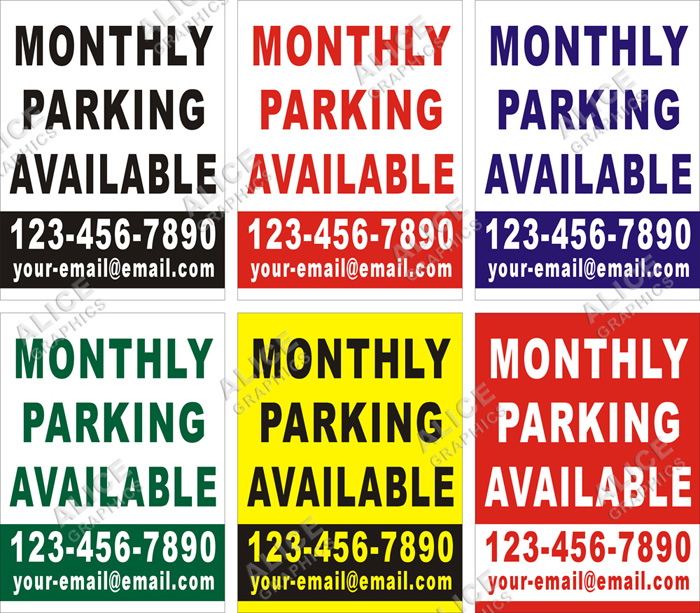 3ftX4ft (or 28inX37in) Custom Printed MONTHLY PARKING AVAILABLE Banner Sign