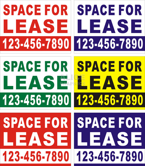 36inX48in Custom Printed SPACE FOR LEASE Vinyl Banner Sign with Your Phone Number