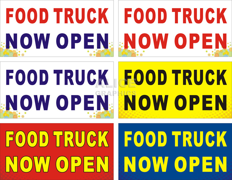 22inX44in Food Truck Now Open Vinyl Banner Sign