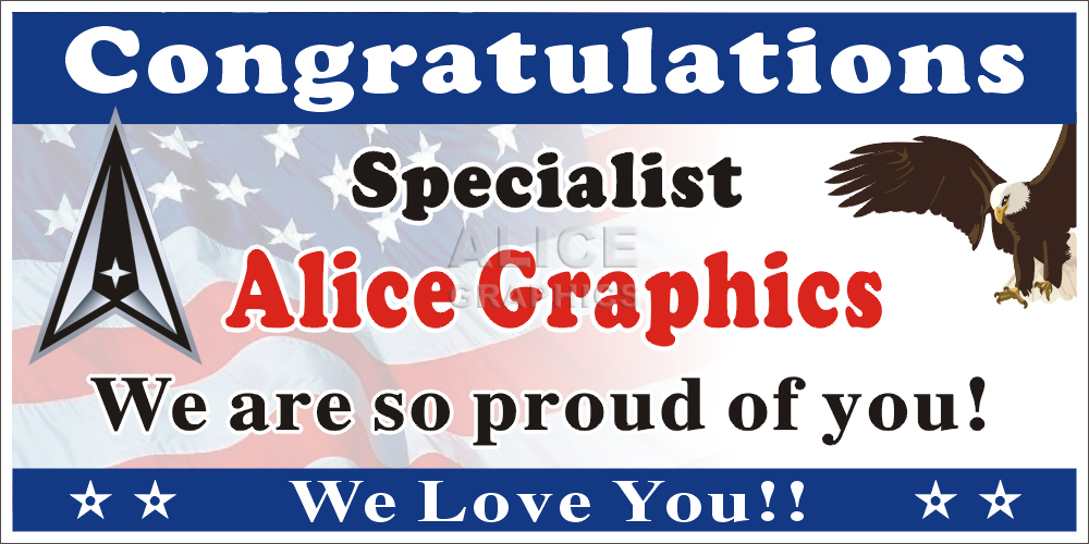 22inX44in (28inX56in, or 36inX72in) Custom Personalized Congratulations US Space Force Basic Military Training ( BMT ) Graduation Vinyl Banner Sign