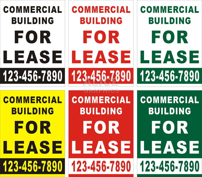 36inX48in Custom Printed COMMERCIAL BUILDING FOR LEASE Vinyl Banner Sign with Your Phone Number