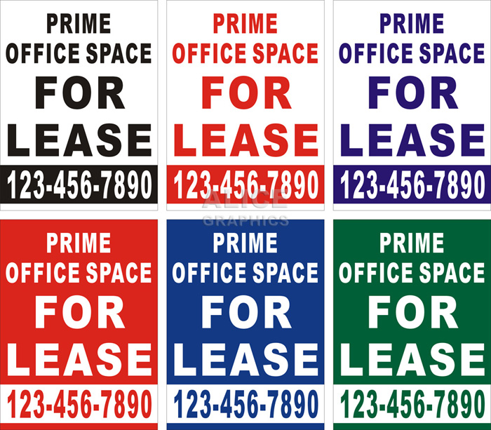 36inX48in Custom Printed PRIME OFFICE SPACE FOR LEASE Vinyl Banner Sign with Your Phone Number (Vertical)