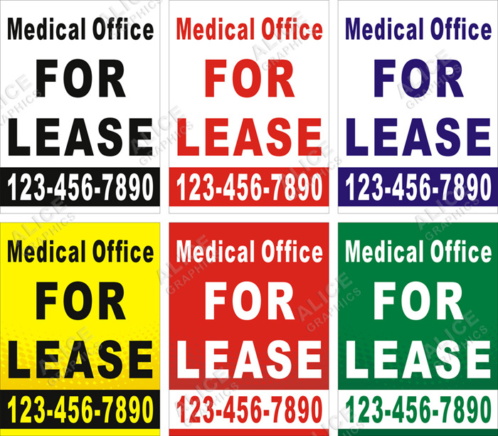 36inX48in Custom Printed Medical Office FOR LEASE Vinyl Banner Sign with Your Phone Number