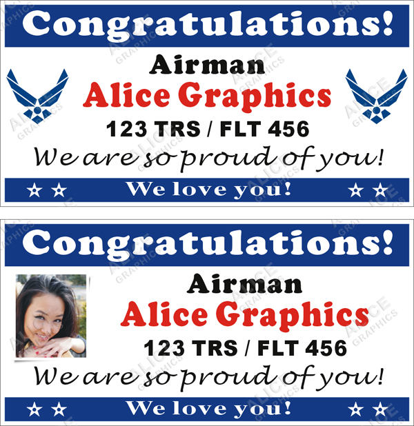 22inX44in Custom Personalized Congratulations Airman US Air Force Basic Military Training BMT Graduation Vinyl Banner Sign