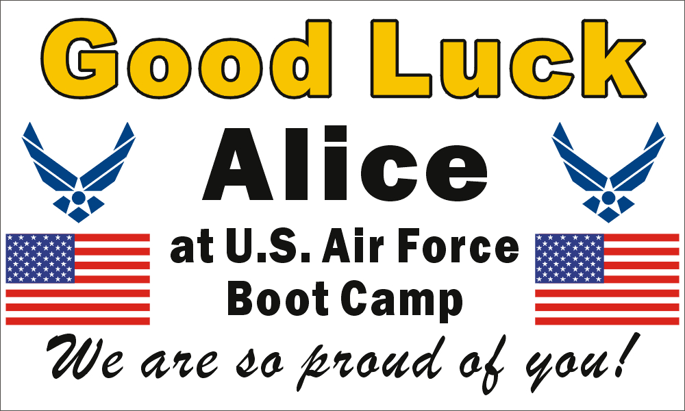 36inX60in Custom Personalized US Air Force Going Away Goodbye Farewell Deployment Party Vinyl Banner Sign - Good Luck At U.S. Air Force Boot Camp