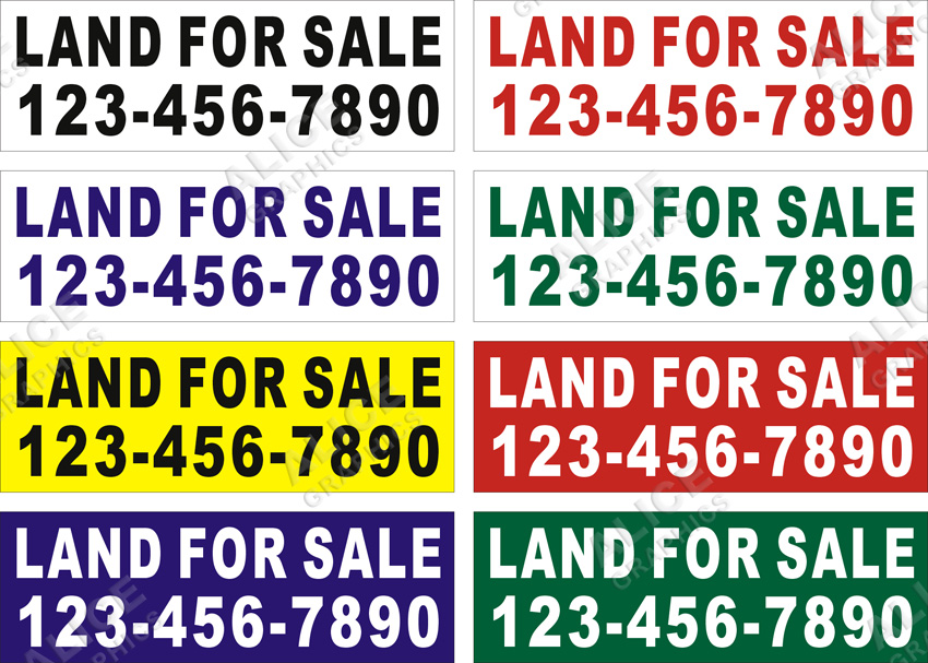 22inX66in Custom Printed LAND FOR SALE Vinyl Banner Sign with Your Phone Number