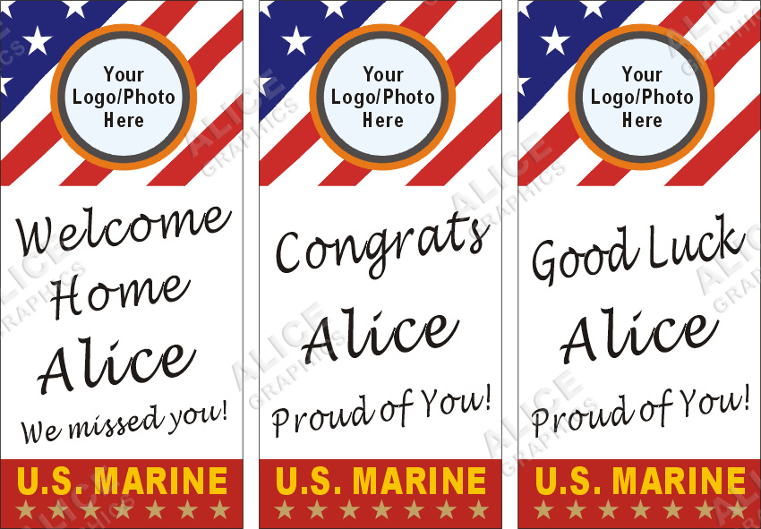 22inX48in Custom Personalized U.S. (US) Marine Welcome Home, Congratulations Marine Boot Camp Graduation, or Good Luck at US Marine Boot Camp Going Away Goodbye Farewell Deployment Party Vinyl Banner Sign