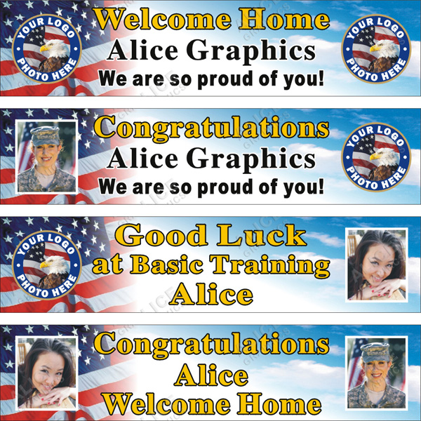 22inX96in Custom Personalized US Military (Army, Navy, Marine Corps, Air Force, Space Force, Coast Guard) Welcome Home Party Vinyl Banner Sign