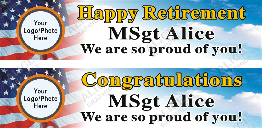22inX96in Custom Personalized U.S. (US) Marine Corps Happy Retirement (or Congratulations) Party Vinyl Banner Sign