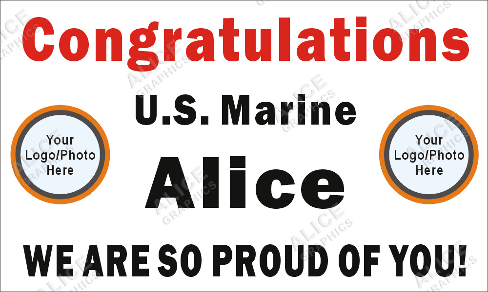 36inX60in Custom Personalized Congratulations US Marine Boot Camp Graduation Vinyl Banner Sign