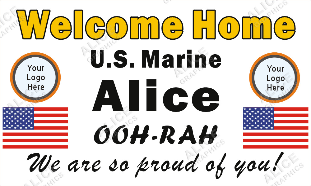 36inX60in Custom Personalized US Marine Welcome Home Party Vinyl Banner Sign