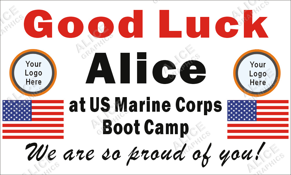36inX60in Custom Personalized US Marine Going Away Goodbye Farewell Deployment Party Vinyl Banner Sign - Good Luck At USMC Boot Camp