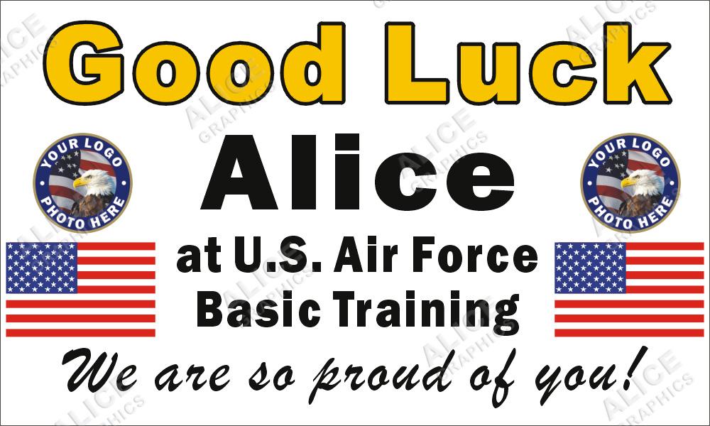 36inX60in Custom Personalized US Air Force Going Away Goodbye Farewell Deployment Party Vinyl Banner Sign - Good Luck At U.S. Air Force Basic Training