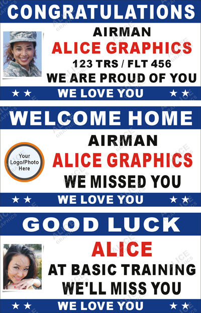 22inX44in Custom Personalized US Air Force Basic Military Training BMT Graduation Vinyl Banner Sign, Welcome Home, Goodbye Farewell Party Banner