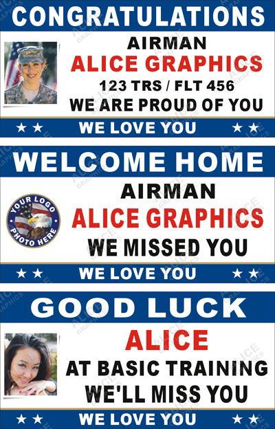 22inX44in Custom Personalized US Air Force Basic Military Training BMT Graduation Vinyl Banner Sign, Welcome Home, Goodbye Farewell Party Banner