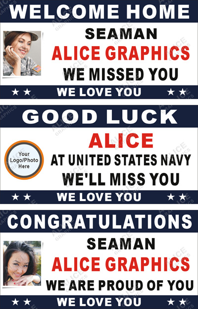 22inX44in Custom Personalized US Navy Welcome Home Party Vinyl Banner Sign, Congratulations, Goodbye Farewell
