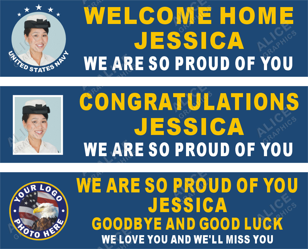 22inX88in Custom Personalized US Navy Welcome Home Party Vinyl Banner Sign