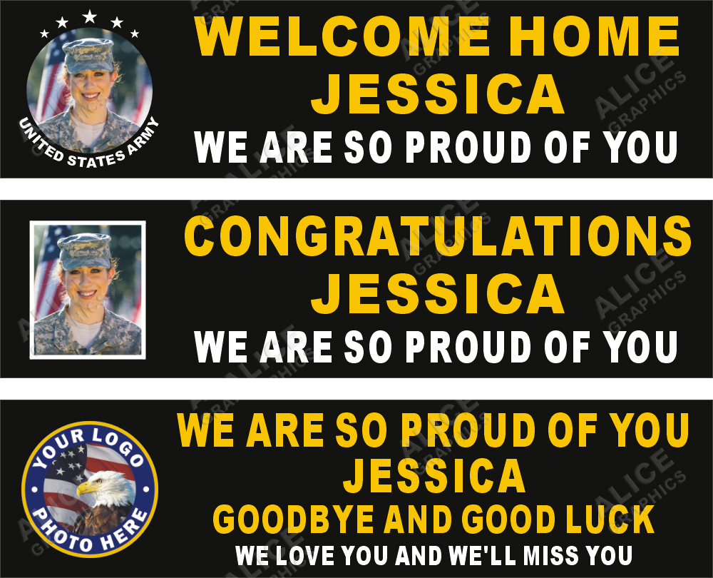 22inX88in Custom Personalized US Army Welcome Home Party Vinyl Banner Sign