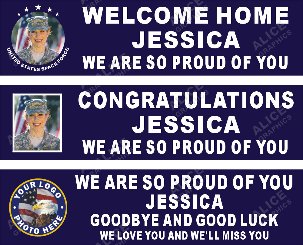 22inX88in Custom Personalized US Space Force Welcome Home Party Vinyl Banner Sign