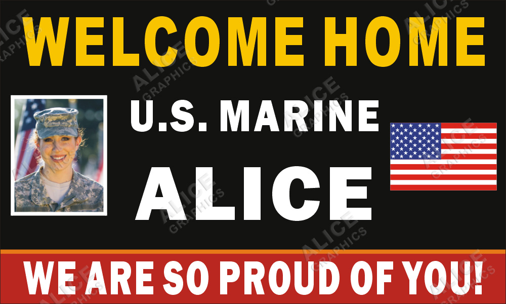 36inX60in Custom Personalized US Marine Welcome Home Vinyl Banner Sign