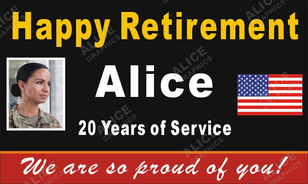 36inX60in Custom Personalized US Marine Corps Happy Retirement Vinyl Banner Sign