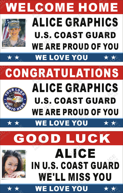 22inX44in Custom Personalized US Coast Guard Welcome Home Party Vinyl Banner Sign