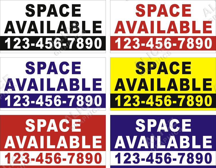 22inX44in Custom Printed SPACE AVAILABLE ( For Lease, For Rent ) Vinyl Banner Sign with Your Phone Number