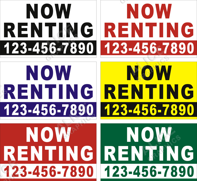 36inX60in Custom Printed NOW RENTING Vinyl Banner Sign with Your Phone Number