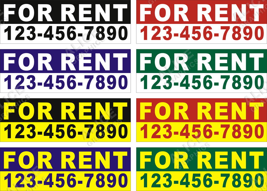 22inX66in Custom Printed FOR RENT Vinyl Banner Sign with Your Phone Number