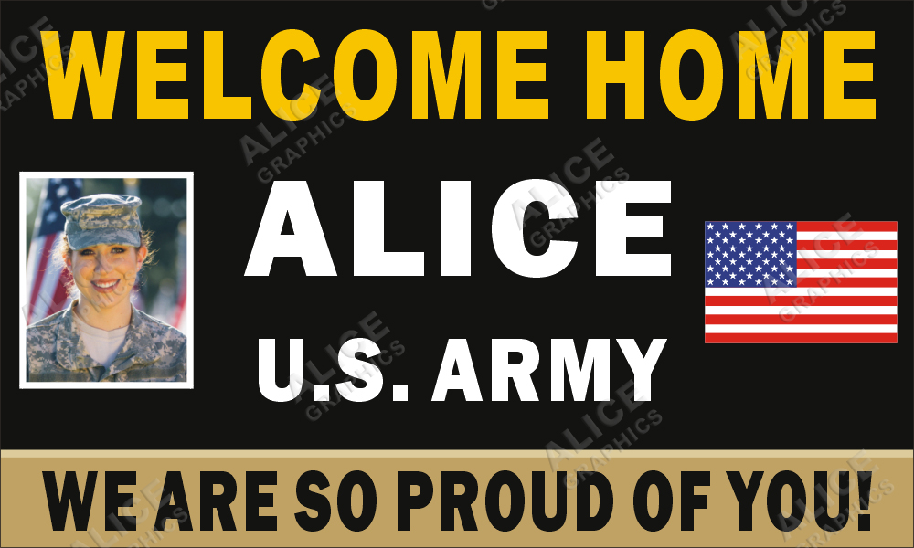 36inX60in Custom Personalized US Army Welcome Home Vinyl Banner Sign
