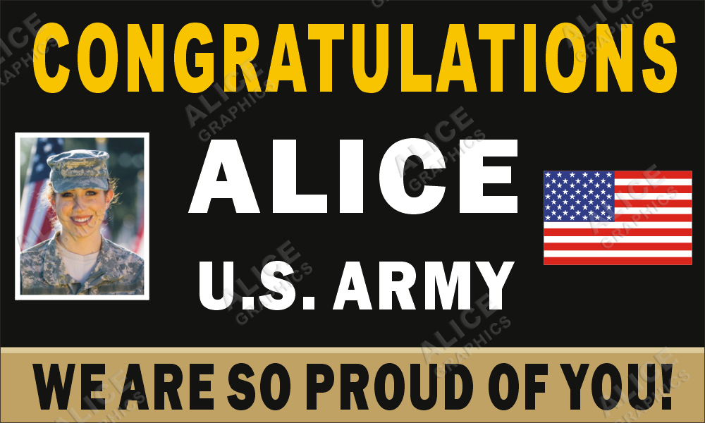 36inX60in Custom Personalized Congratulations US Army Boot Camp Graduation Vinyl Banner Sign