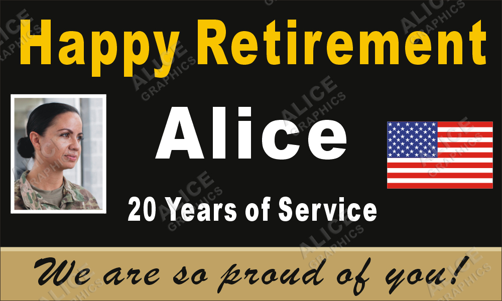 36inX60in Custom Personalized US Army Happy Retirement Vinyl Banner Sign