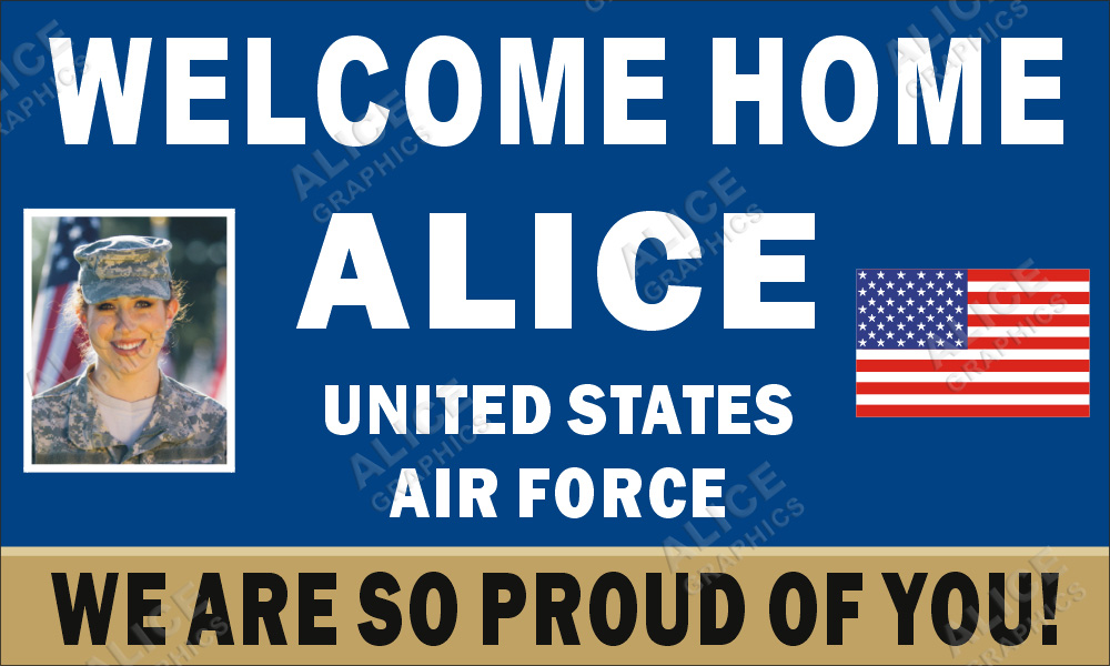 36inX60in Custom Personalized US Air Force Welcome Home Vinyl Banner Sign