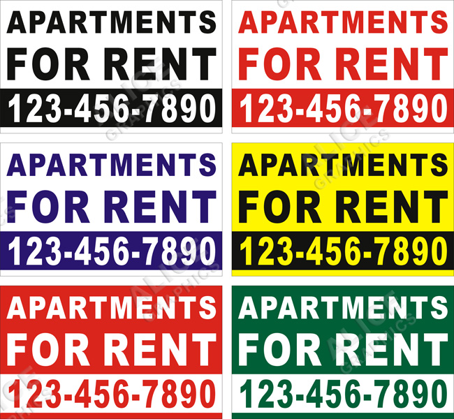 36inX60in Custom Printed APARTMENTS FOR RENT Vinyl Banner Sign with Your Phone Number