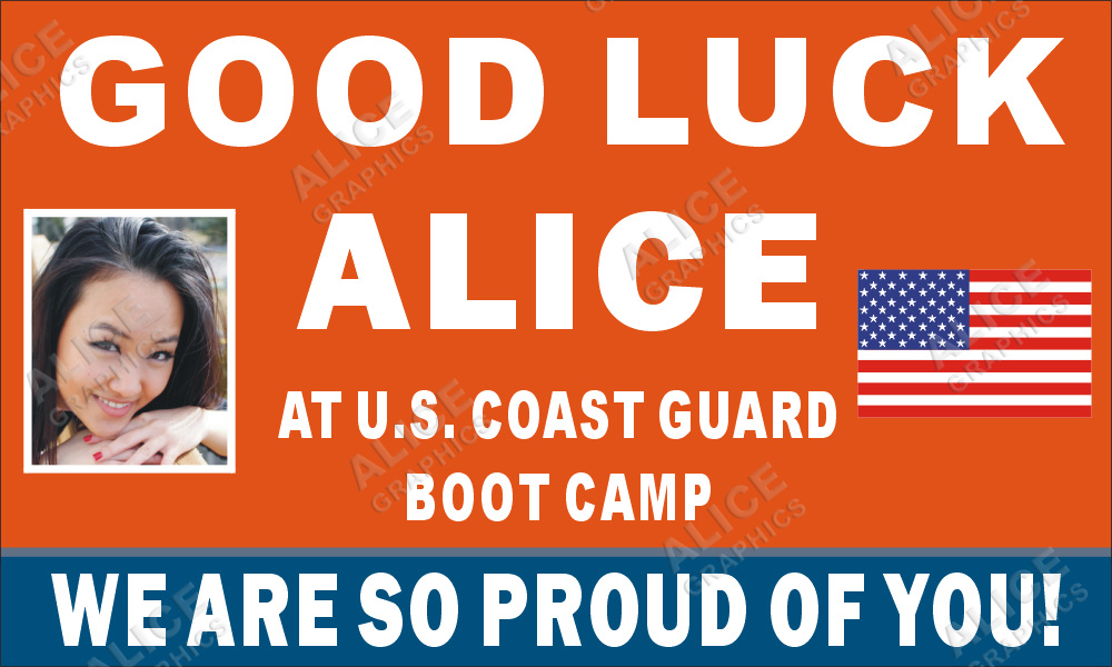 36inX60in Custom Personalized US Coast Guard Going Away Goodbye Farewell Deployment Party Vinyl Banner Sign - Good Luck At US Coast Guard Boot Camp