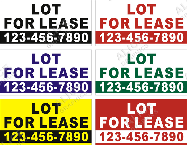 22inX44in Custom Printed LOT FOR LEASE Vinyl Banner Sign with Your Phone Number