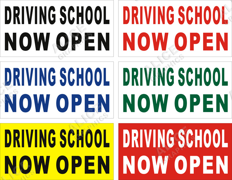 22inX44in DRIVING SCHOOL NOW OPEN Vinyl Banner Sign